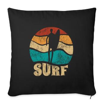 Sunset Surfer - Surf all day - Welle - Geschenk - Sofakissenbezug 45 x 45 cm - Schwarz - Vorne