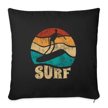 Sunset Surfer - Surf all day - Welle - Geschenk - Sofakissenbezug 45 x 45 cm - Schwarz - Vorne