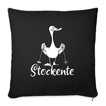 Stockente - Ente mit Stöcken - Walking - Sofakissenbezug 45 x 45 cm - Schwarz - Vorne