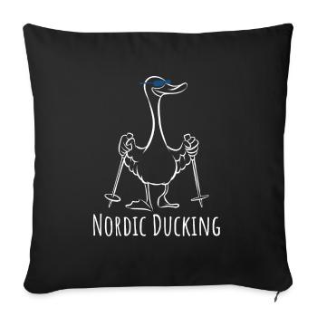 Mallard - Duck with sticks - Nordic Ducking - Sofa pillowcase 17,3'' x 17,3'' (45 x 45 cm) - black - Front