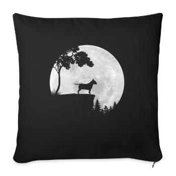Vollmond - Nacht - Hund Bull Terrier Silhouette - Sofakissenbezug 45 x 45 cm - Schwarz - Vorne