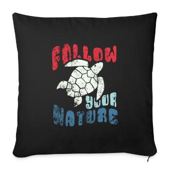 Suivez votre nature - Sea Turtle - Housse de coussin décorative 45 x 45 cm - noir - Devant