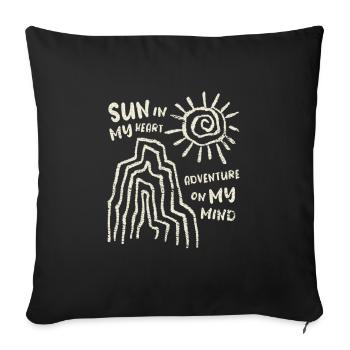 Sun in the Heart - Adventure in Mind, Vintage Trip - Sofa pillowcase 17,3'' x 17,3'' (45 x 45 cm) - black - Front