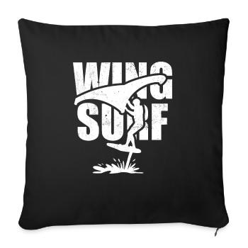 Wing Surfer with Foil Board - Sofa pillowcase 17,3'' x 17,3'' (45 x 45 cm) - black - Front