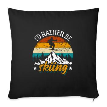 Je préfère skier - Ski, Après-ski, Sports d'hiver - Housse de coussin décorative 45 x 45 cm - noir - Devant