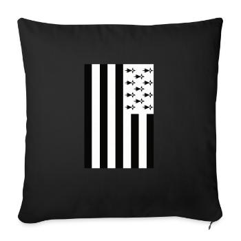 Drapeau de la Bretagne à la vertical cadeau Breton - Housse de coussin décorative 45 x 45 cm - noir - Devant