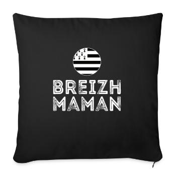 Breizh Maman Drapeau Breton Fête des Mères - Housse de coussin décorative 45 x 45 cm - noir - Devant