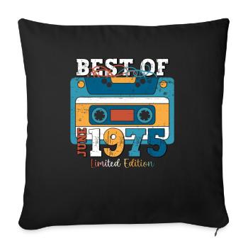 Cassette June 1975 Vintage 1975 Birthday 1975 - Sofa pillowcase 17,3'' x 17,3'' (45 x 45 cm) - black - Front