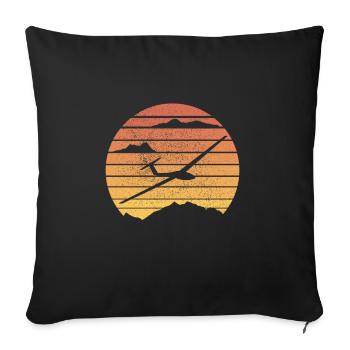 Glider, glider flying motif with saying - Sofa pillowcase 17,3'' x 17,3'' (45 x 45 cm) - black - Front