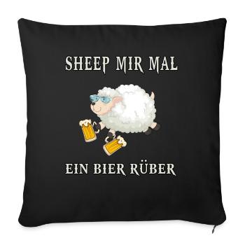boire de la bière en disant le temps des moutons - Housse de coussin décorative 45 x 45 cm - noir - Devant