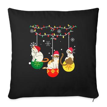 Funny christmas cats - Sofa pillowcase 17,3'' x 17,3'' (45 x 45 cm) - black - Front