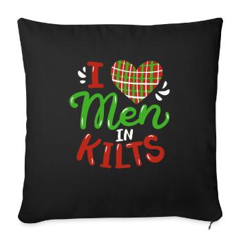 Funny I Love Men In Kilts Celtic Plaid Scotland - Sofa pillowcase 17,3'' x 17,3'' (45 x 45 cm) - black - Front