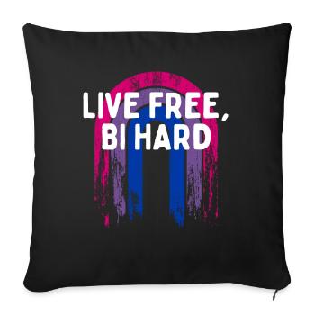 Live Free Bi Hard Bisexual Motivational Quote Bi - Housse de coussin décorative 45 x 45 cm - noir - Devant