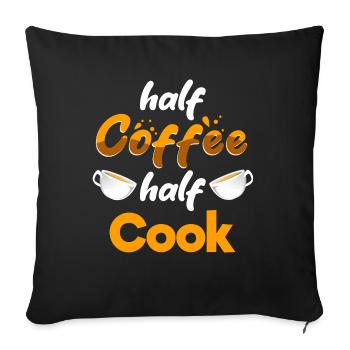 Moitié café Moitié cuisinier Drôle Chef Humour Culinaire - Housse de coussin décorative 45 x 45 cm - noir - Devant