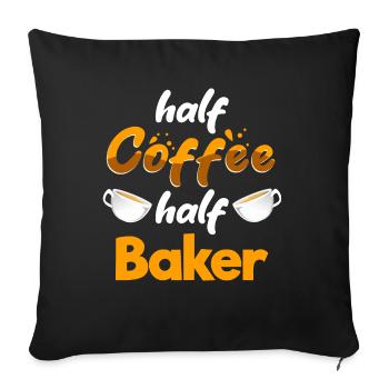 Moitié café moitié boulanger drôle de cuisson humour pâtisserie - Housse de coussin décorative 45 x 45 cm - noir - Devant