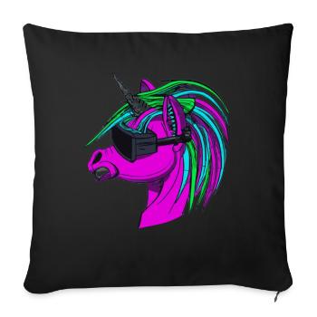 Licorne punk rock - Housse de coussin décorative 45 x 45 cm - noir - Devant