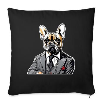 Chien Bouledogue Français T-shirt Chien drôle de chien design Chiens - Housse de coussin décorative 45 x 45 cm - noir - Devant