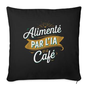 Alimenté par l'IA et le café - Housse de coussin décorative 45 x 45 cm - noir - Devant