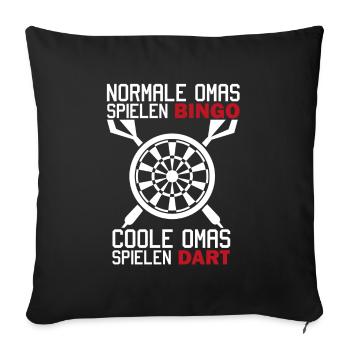 Darts, Oma Darten, cooler Spruch, lustige Omas - Sofakissenbezug 45 x 45 cm - Schwarz - Vorne