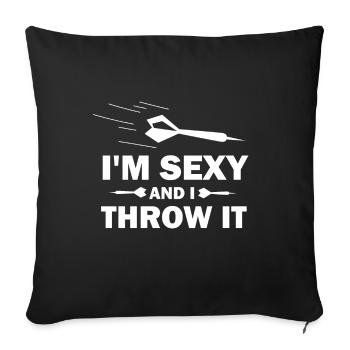 Fléchettes, fléchettes, énonciations drôles, cadeaux sexy fléchettes - Housse de coussin décorative 45 x 45 cm - noir - Devant