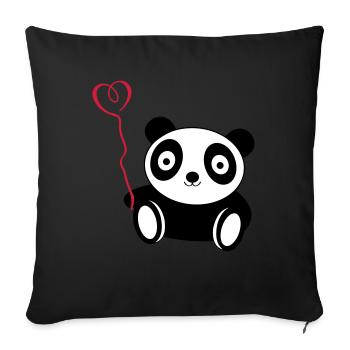 panda love - Sofa pillowcase 17,3'' x 17,3'' (45 x 45 cm) - black - Front