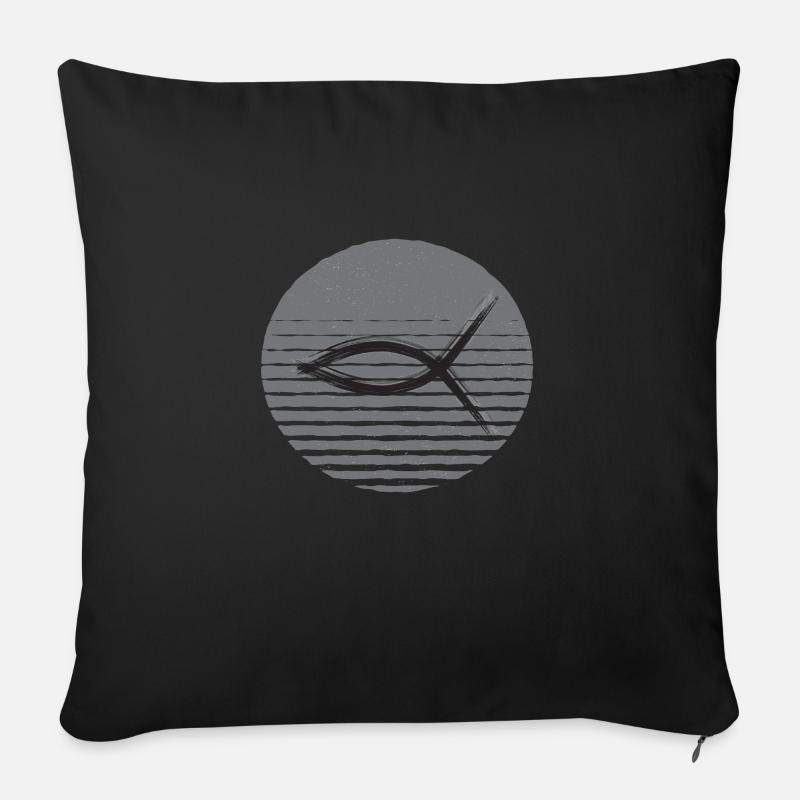 Ichthys Fisch Christentum - Sofakissenbezug 45 x 45 cm - Schwarz