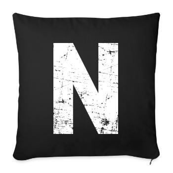 N Buchstabe - Sofakissenbezug 45 x 45 cm - Schwarz - Vorne