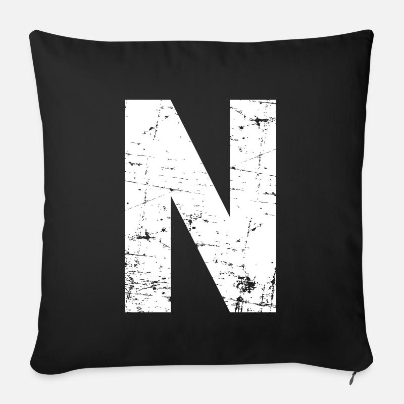 N Buchstabe - Sofakissenbezug 45 x 45 cm - Schwarz