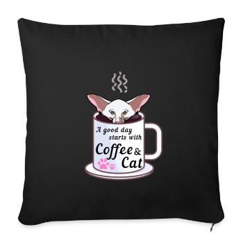 A Good Day Starts With A Coffee & A Oriental Short - Sofa pillowcase 17,3'' x 17,3'' (45 x 45 cm) - black - Front
