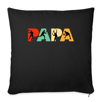 Tennis Dad Shirt, Funny Papa Tennis Father Retro - Sofa pillowcase 17,3'' x 17,3'' (45 x 45 cm) - black - Front