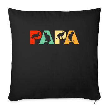 Retro Chat Papa Chemise, Drôle Papa Chat Père Cadeau - Housse de coussin décorative 45 x 45 cm - noir - Devant