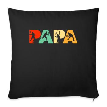 Tennis Papa, Retro Papa Tennis Father’s Gift - Housse de coussin décorative 45 x 45 cm - noir - Devant