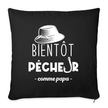 Bientôt pêcheur comme papa - Housse de coussin décorative 45 x 45 cm - noir - Devant