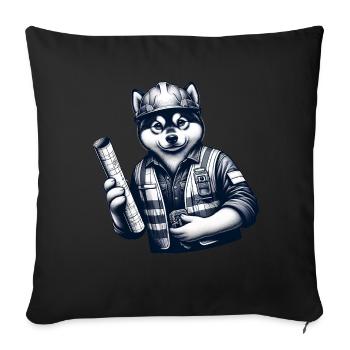 Cute Dog Construction Worker - Sofa pillowcase 17,3'' x 17,3'' (45 x 45 cm) - black - Front