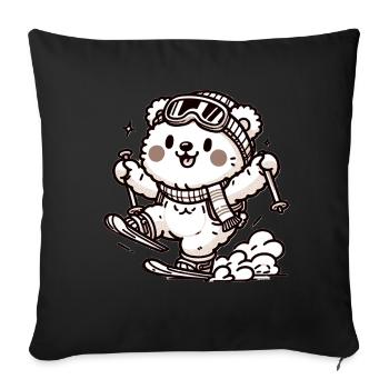 Cute Skier Bear - Sofa pillowcase 17,3'' x 17,3'' (45 x 45 cm) - black - Front
