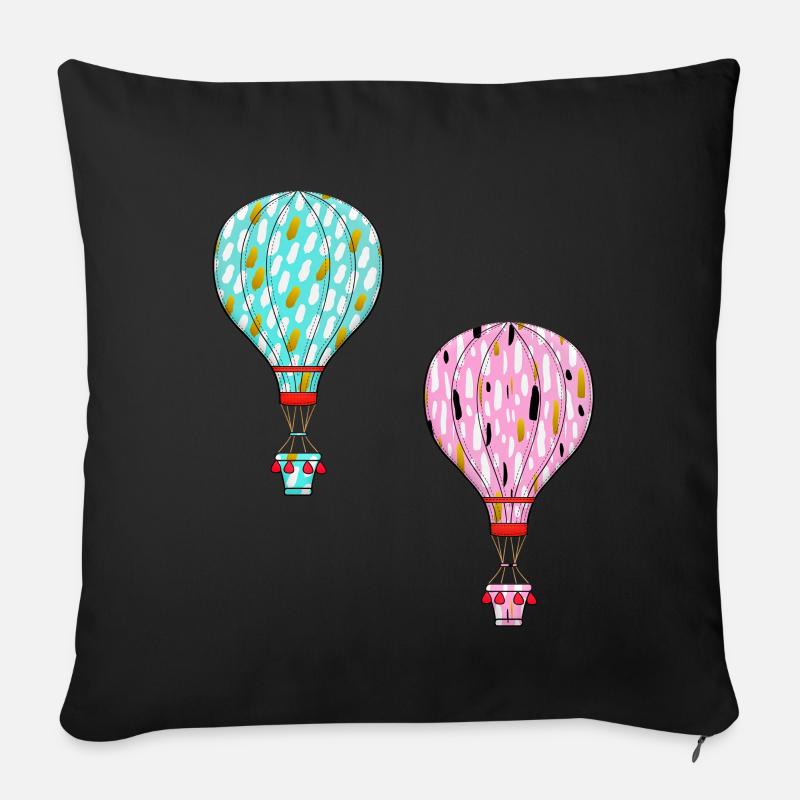 Heißluftballon - Sofakissenbezug 45 x 45 cm - Schwarz