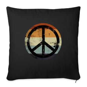 Retro Design Peace Sign Peace Sign - Sofa pillowcase 17,3'' x 17,3'' (45 x 45 cm) - black - Front