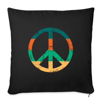 Rétro Design Signe de paix Signe de paix - Housse de coussin décorative 45 x 45 cm - noir - Devant