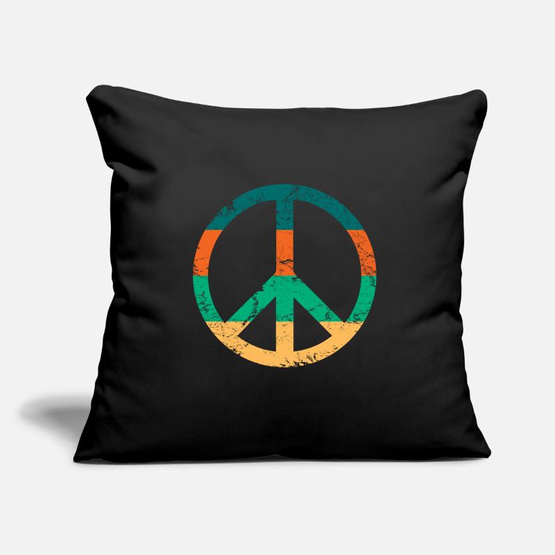 Retro Design Friedenszeichen Peace Zeichen Sofakissenbezug 45 x 45 cm