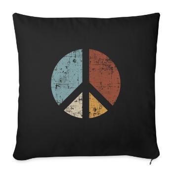 Retro Vintage Design Peace Sign Peace Sign - Sofa pillowcase 17,3'' x 17,3'' (45 x 45 cm) - black - Front