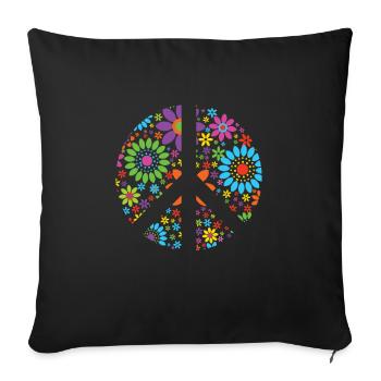 Retro Flowers Design Peace Sign Peace Sign - Sofa pillowcase 17,3'' x 17,3'' (45 x 45 cm) - black - Front