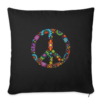 Retro Flowers Design Peace Sign Peace Sign - Sofa pillowcase 17,3'' x 17,3'' (45 x 45 cm) - black - Front