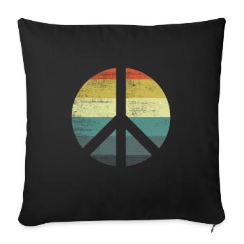 Retro Vintage Design Peace Sign Peace Sign - Sofa pillowcase 17,3'' x 17,3'' (45 x 45 cm) - black - Front