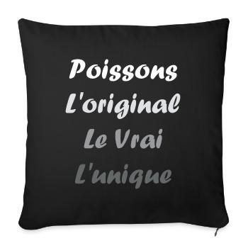 poissons - Housse de coussin décorative 45 x 45 cm - noir - Devant
