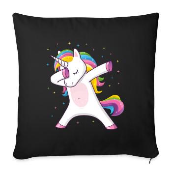 Dabbing Licorne Idée cadeau Dabbing Unicorn - Housse de coussin décorative 45 x 45 cm - noir - Devant