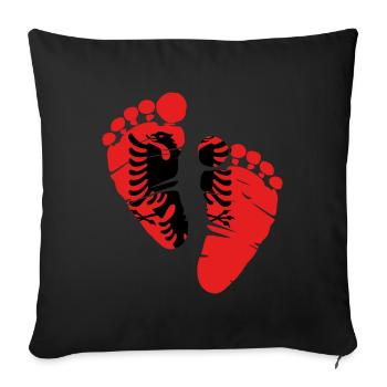 Albanie Kosovo Aigle albanais - Housse de coussin décorative 45 x 45 cm - noir - Devant
