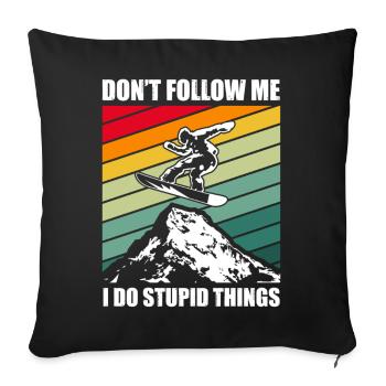 Snowboard Saying – Don't Follow Me - Sofa pillowcase 17,3'' x 17,3'' (45 x 45 cm) - black - Front