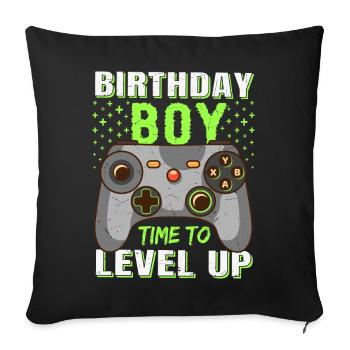 Birthday Boy Il est temps de monter de niveau En ce qui concerne l’anniversaire du jeu vidéo - Housse de coussin décorative 45 x 45 cm - noir - Devant