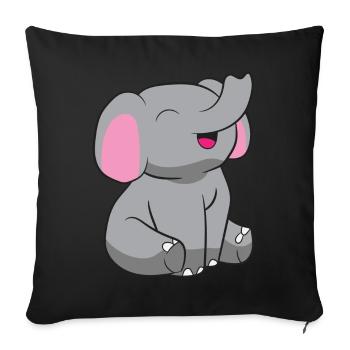 Elephant - Baby elephant - Sofa pillowcase 17,3'' x 17,3'' (45 x 45 cm) - black - Front