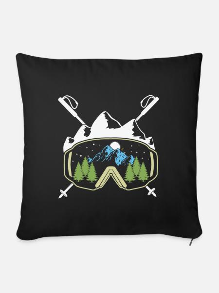 Wintersport - Sofakissenbezug 45 x 45 cm - Schwarz